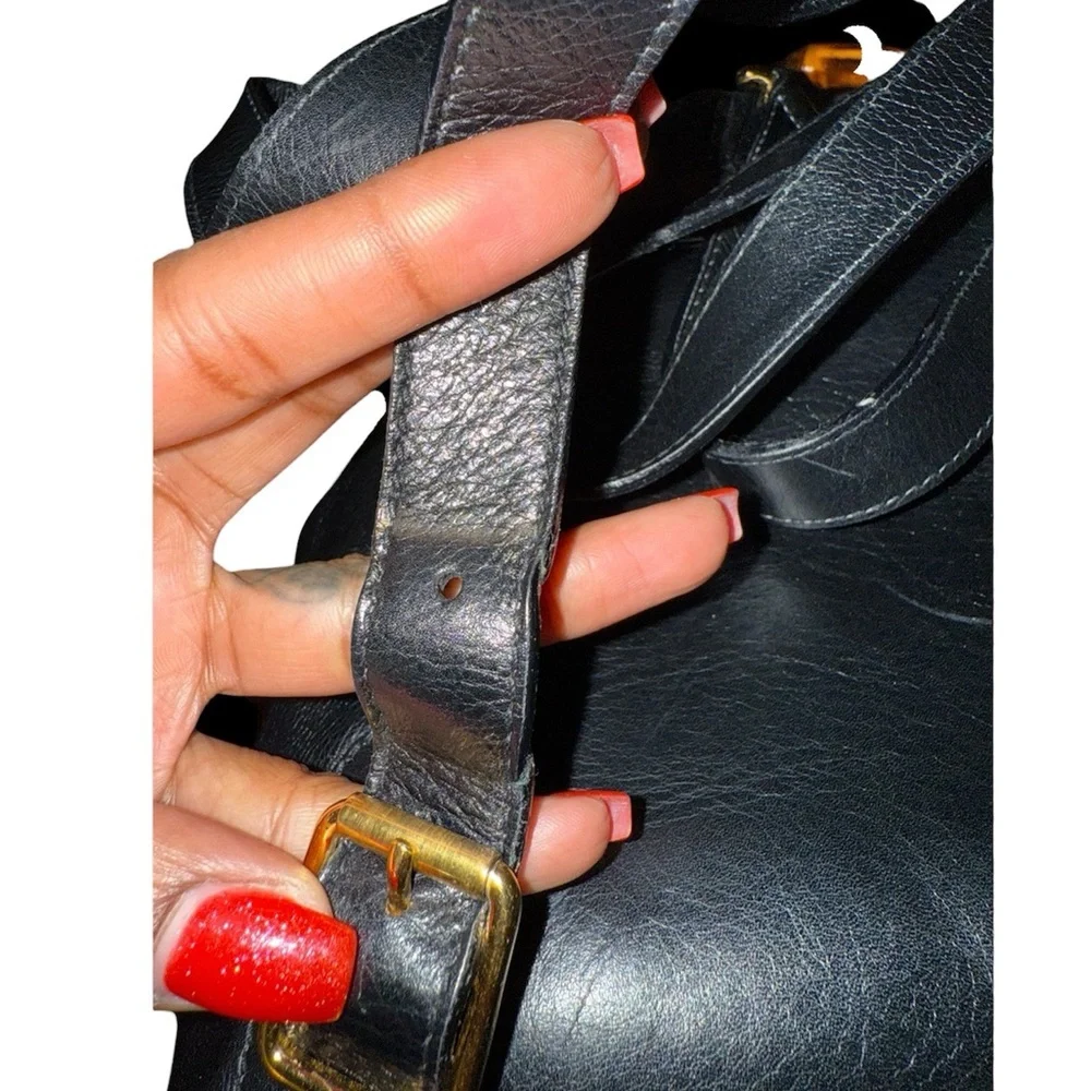 Gucci Black Leather Bamboo Mini Backpack